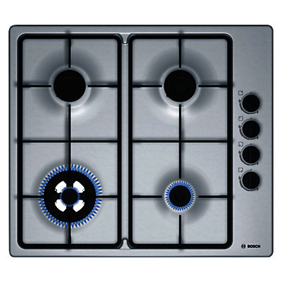 Bosch PBH6B5B60 Gas Hob, Brushed Steel Bosch PBH6B5B60 Gas Hob, Brushed Steel